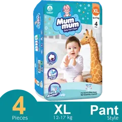 Mum Mum Pant System Baby Diaper (XL Size) (12-17 kg) (4 Pcs) - Rokomari